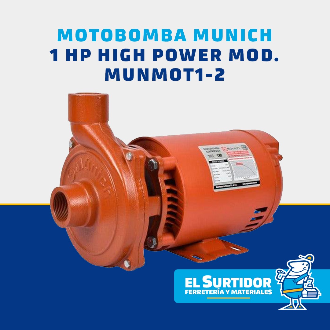 MOTOBOMBA MUNICH 1 HP HIGH POWER MOD. MUNMOT1-2